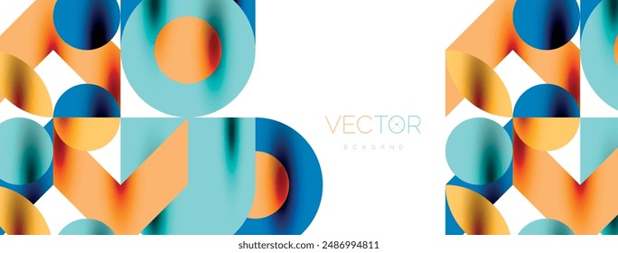Metal color circles with shadows and other geometric elements composition for wallpaper, banner, background or landing