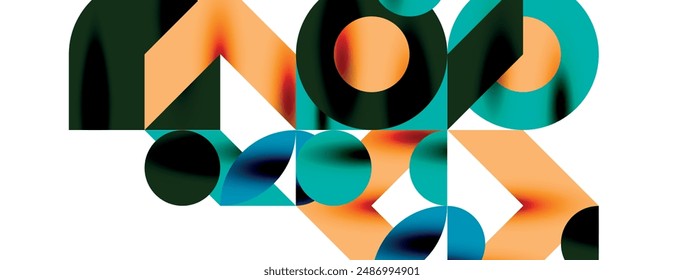 Metal color circles with shadows and other geometric elements composition for wallpaper, banner, background or landing