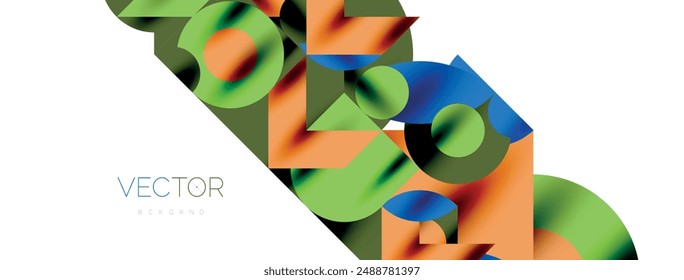 Metal color circles with shadows and other geometric elements composition for wallpaper, banner, background or landing