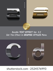 Metal color gradation text effect 3D style bundle ver. 02