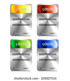 Metal and color login form. Vector design elements