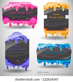 Metal colored signboard, web elements set, banners and label