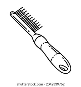 Metal Comb for Pet Grooming Tools Hand Drawn Icon Set Vector.