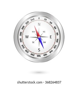 metal compass on white background