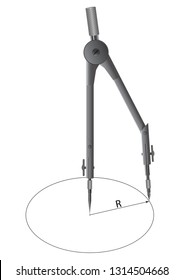 Metal compasses for use in drawing work and geometry lessons, schoolchildren and students in educational institutions. Ruler, triangle, compass - student set.