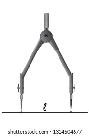 Metal compasses for use in drawing work and geometry lessons, schoolchildren and students in educational institutions. Ruler, triangle, compass - student set.