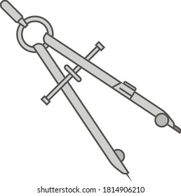 Metal compasses. Vector graphics. Stylish flat design. Illustrator.