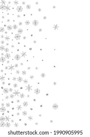 Vector blanco de fondo de confetti metálico. Textura De La Nieve Brilla. Luminoso Snowflake Random. Ilustración De Lujo Gris.