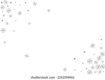 Metal Confetti Background White Vector. Dot Falling Illustration. Silver Snowflake Particles. Grey Magical Texture.