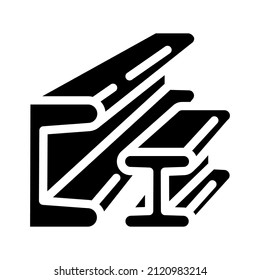 material de construcción de metal vector de icono de glifo. señal de material de construcción de metal. símbolo de contorno aislado ilustración negra