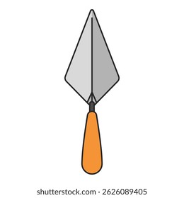Metal construction trowel used for drywall, plaster, concrete and more in modern vector style