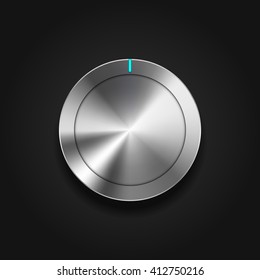 Metal controller button Blue on isolated black