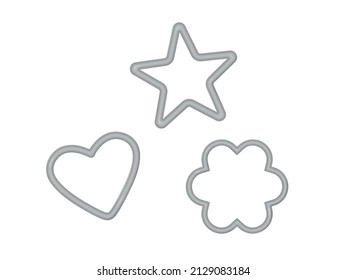 Metal cookie cutters. Heart, star and flower mold.