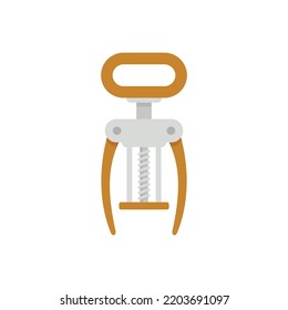 Metal corkscrew icon. Flat illustration of metal corkscrew vector icon isolated on white background