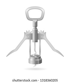 metal corkscrew for opening a cork in a wine bottle vector illustration isolated on white background