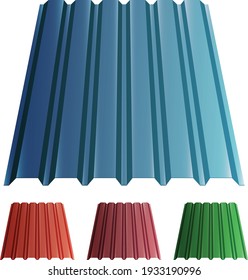 metal corrugated sheet set of colored sheets on a white background