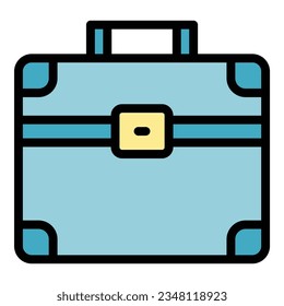 Metal cosmetic case icon outline vector. Zip fabric. Makeup bag color flat