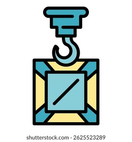 Metal crane hook icon. Outline metal crane hook vector icon color flat isolated