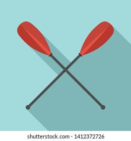 Metal crossed oars icon. Flat illustration of metal crossed oars vector icon for web design