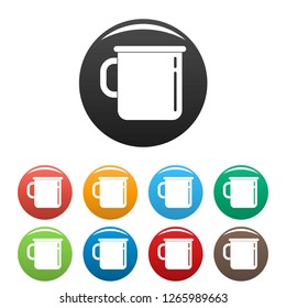 Metal cup icons set 9 color vector isolated on white for any design