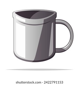 Metal cup mug vector isolated illustration