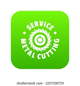Metal cutting service icon green vector isolated on white background