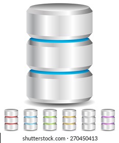 Metal Cylinder. Webhosting, Server, Mainframe Computer Concepts. Archive, Database, Hard Disk Drive, HDD Vector Icon