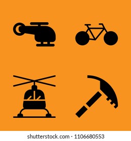 metal, dangerous, recreation and aircraft icons set. Vector illustration for web and design