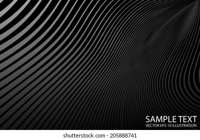 Metal dark vector background illustration - Vector metal abstract curved lines background