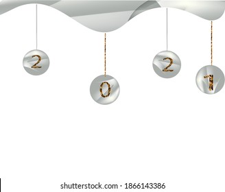 Metal decorative chrastmas ball 2021. Background.