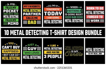 Metal Detecting T Shirt Design Set Vector