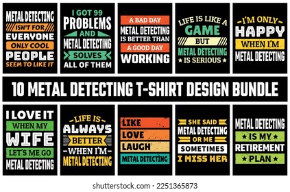 Metal Detecting T Shirt Design Set Vector