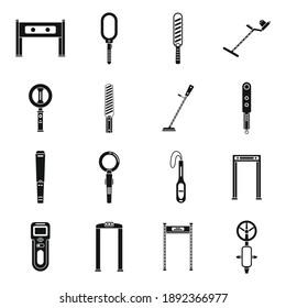 Metal detector access icons set. Simple set of metal detector access vector icons for web design on white background
