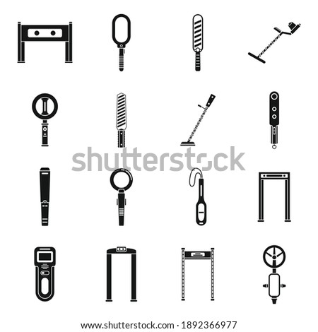 Metal detector access icons set. Simple set of metal detector access vector icons for web design on white background