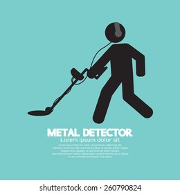 Metal Detector Black Graphic Symbol Vector Illustration