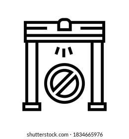 vector de icono de línea de marco del detector de metales. señal de marco del detector de metales. símbolo de contorno aislado ilustración negra