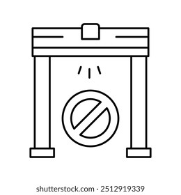 detector de metal quadro ícone de linha vetor. sinal de quadro detector de metal. símbolo de contorno isolado ilustração preta