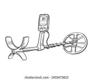 metal detector hand drawing vector sketch