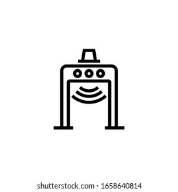 Metall-Detektor-Symbol auf linearem, Kontursymbol einzeln auf weißem Hintergrund