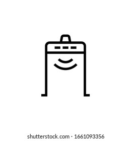 Metal detector icon in linear, outline icon isolated on white background