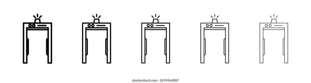 Metal detector icon logo in stroke lines collection