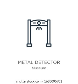 Metal detector icon. Thin linear metal detector outline icon isolated on white background from museum collection. Line vector sign, symbol for web and mobile