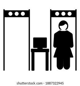 Metal detector icon in trendy silhouette style design. Vector illustration isolated on white background.