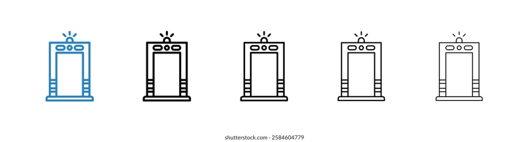 Metal detector icons in five different stroke sizes