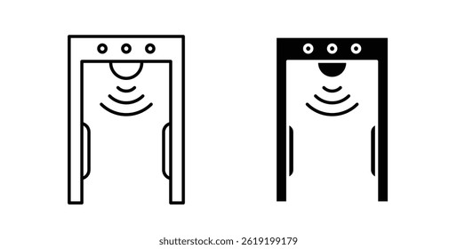 Metal detector icons set in black colors on white background