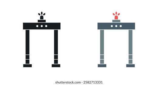Metal detector icons set vectors black and colored style