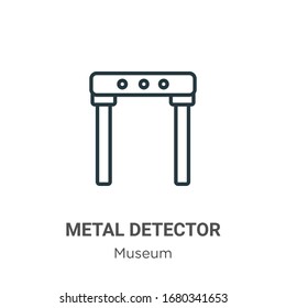 Metal detector outline vector icon. Thin line black metal detector icon, flat vector simple element illustration from editable museum concept isolated stroke on white background