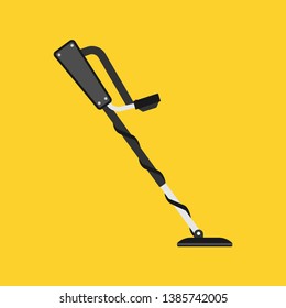 Metal detector treasure vector icon hobby. Equipment search gold discovery. Black sensor adventure hunter tool seeker device