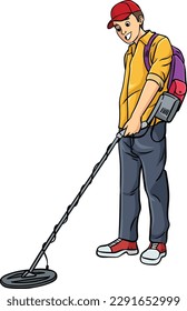 Metal Detectorist Cartoon Colored Clipart 