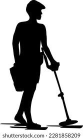 metal detectorist silhouette for print, poster, card, craft, mugs, bags, invitation, and party. 